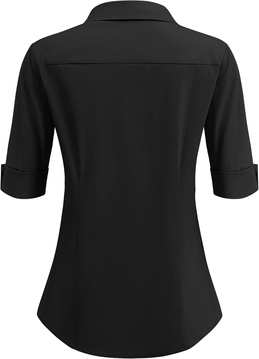 HOTOUCH Women's Basic Button Down Shirts 3/4 Sleeve Stretch Button Up Dress Shirt Slim Fit Waitress Work Shirts