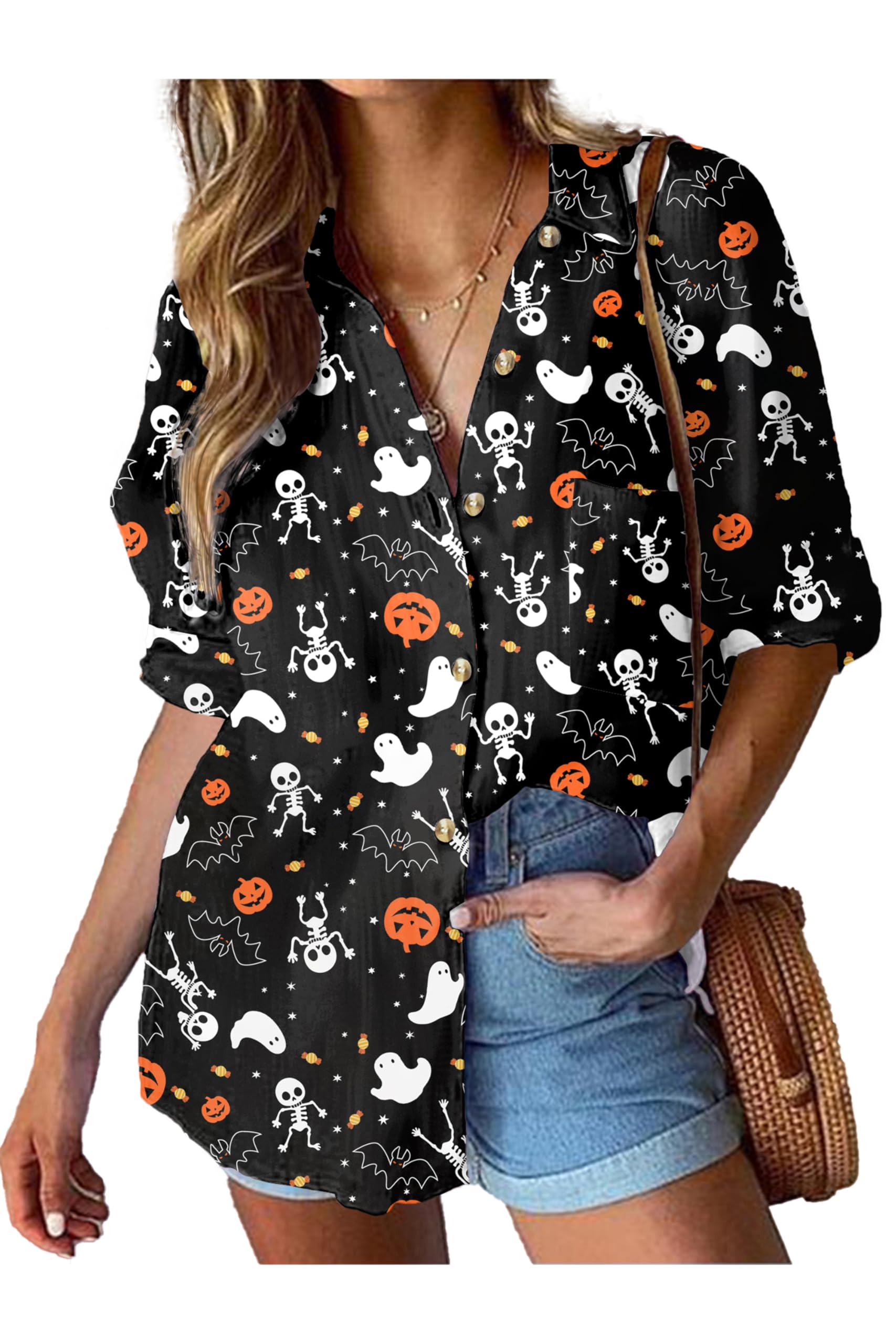 HOTOUCH Womens Linen Button Down Shirt Casual Long Sleeve Cotton Blouse Loose Fit Collared Work Gauze Tops with Pocket