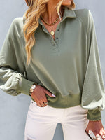 Hotouch Trendy Solid Button Sweatshirt