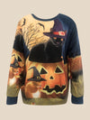 Hotouch Halloween Graphic Sweatshirt-Blue