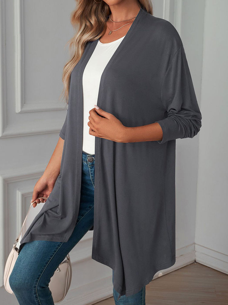 Hotouch Solid Casual Longline Cardigan