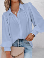 Hotouch Solid Lantern Sleeve Shirt
