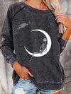 Hotouch Halloween Graphic Sweatshirt-Moon Skeleton
