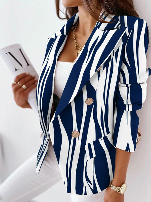 Hotouch Graphic Print Double Button Blazer