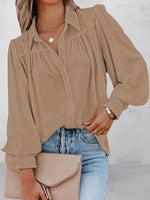 Hotouch Solid Lantern Sleeve Shirt