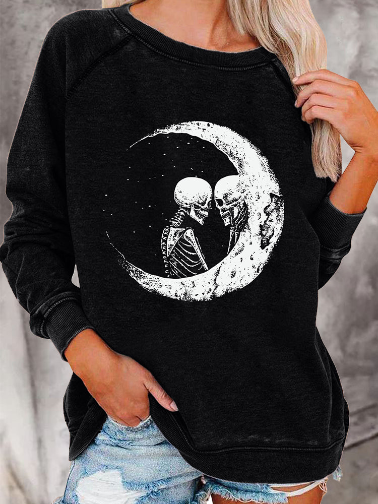 Hotouch Halloween Graphic Sweatshirt-Skeleton Lover