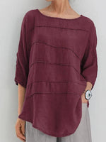 Hotouch Linen Style Stripe Batwing Sleeves Shirt