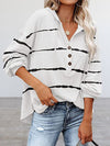 Hotouch Casual V Neck Stripe Hoodie