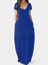 Hotouch Solid V-neck Long Dress