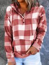 Hotouch Plaid Print Fleece Pullover Hoodie