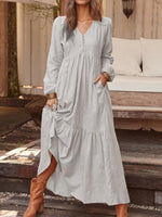 Hotouch Retro Long Sleeve Linen Dress
