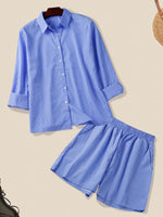 Hotouch Long Sleeve Shirt Shorts Set