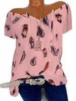 Hotouch Printed V Neck Cotton Shirt