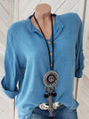 Hotouch Linen Style Solid V-neck Shirt