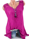 Hotouch Solid Lace Sleeves Cami Top