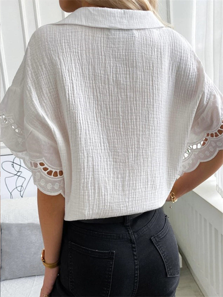 Hotouch Summer Lace Casual Linen Shirt