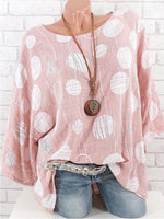 Hotouch Linen Style Polka Dots Batwing sleeves Shirt