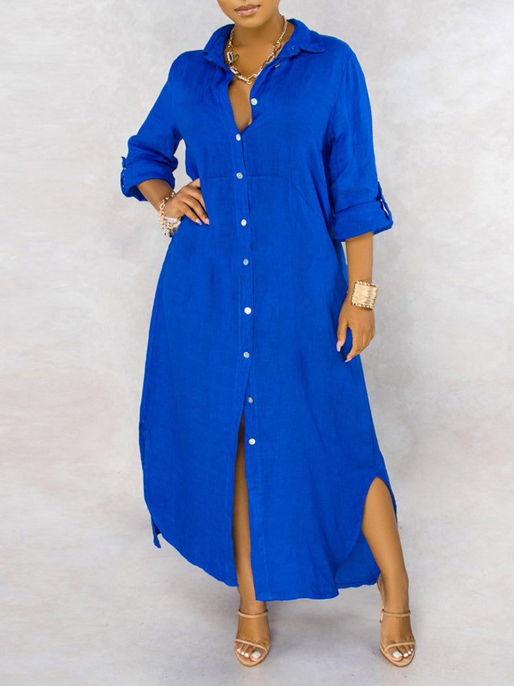 Hotouch solid color shirt dress