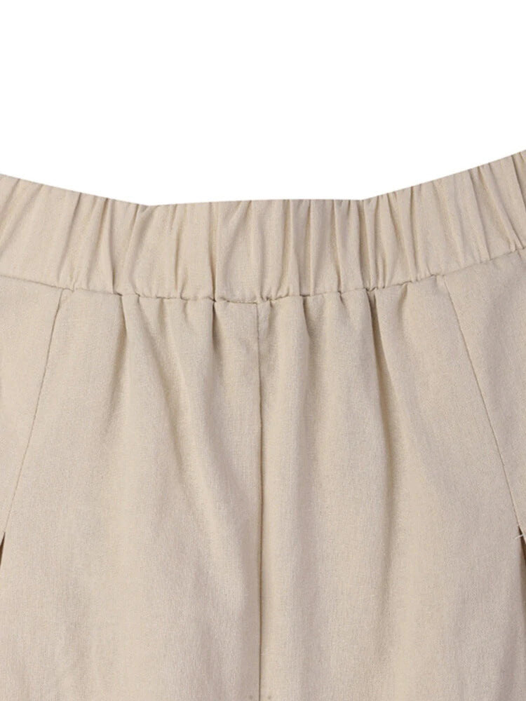 Hotouch Casual, Elastic Waist Linen Pants