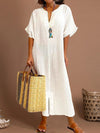 Hotouch Solid Casual Long Cotton Dress