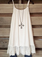 Hotouch Cotton Lace Spliced Cami Dress