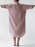 Hotouch Linen Irregular Long Shirt Dress