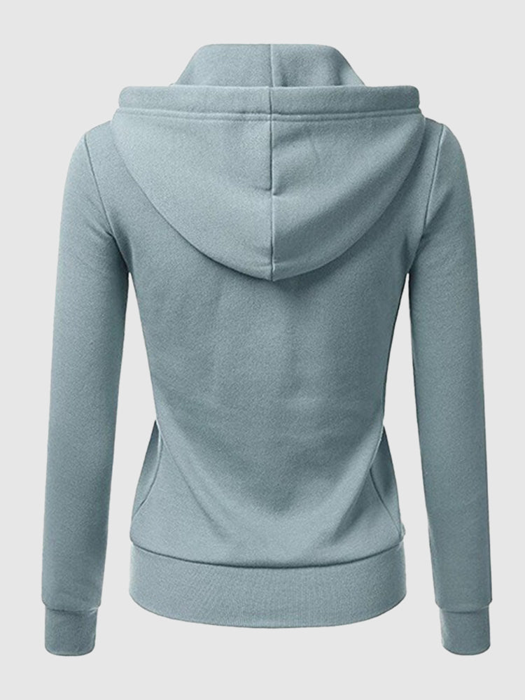 Hotouch Solid Zipper Casual Sweatshirt