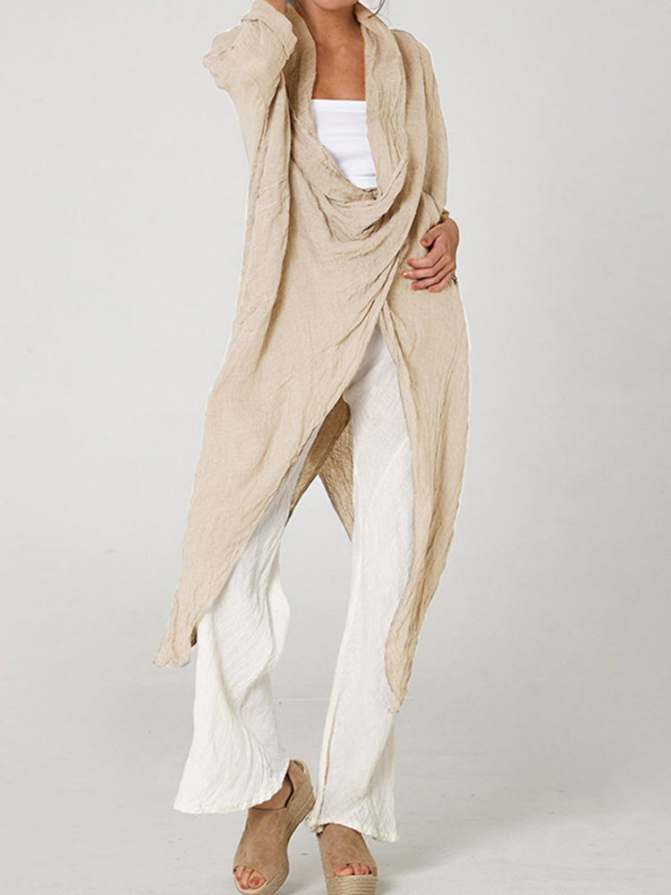Hotouch Linen Style Solid Long Shirt