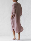 Hotouch Linen Irregular Long Shirt Dress
