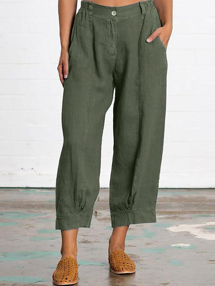 Hotouch Relaxed-Fit Linen Ninth Pants