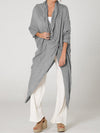 Hotouch Linen Style Solid Long Shirt