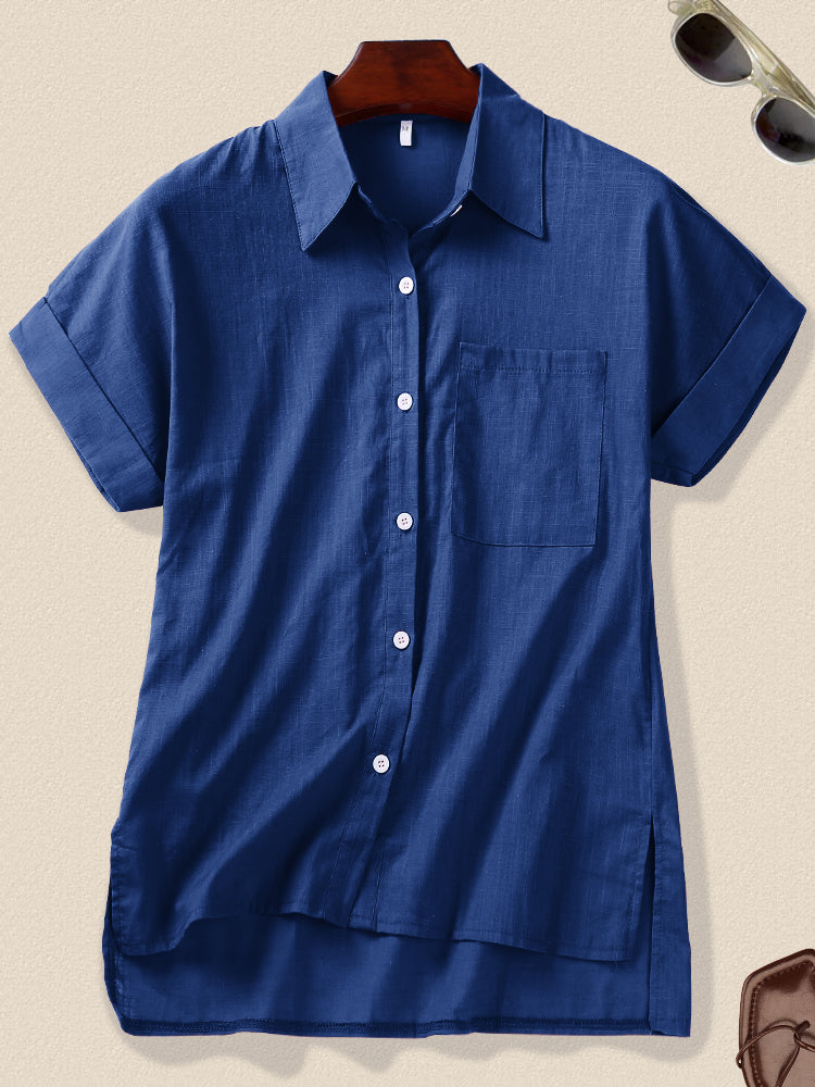 Hotouch Linen Style Shirt with Pockets