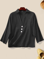 Hotouch Linen Style V-neck Short Shirt