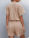 Hotouch Lace Up Ruched Linen Style Jumpsuit