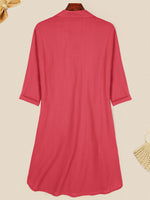 Hotouch Button Up Cotton Dress with Pocket