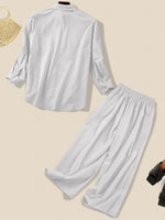 Hotouch Button Down Cotton Long Shirt Set