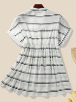 Hotouch Linen v neck striped Tops