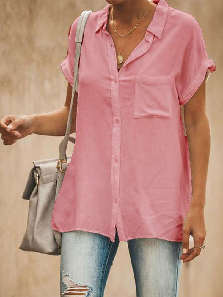 Hotouch Retro Linen Shirt with Pocket