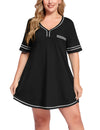 V-neck Casual Cotton Sleepdress with Pocket