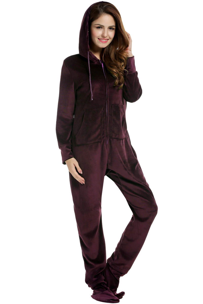 Brown Purple Coral Fleece Jumpsuit Pajamas (Us Only)