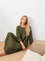 Hotouch Solid Linen Style Relaxed Fit Dress