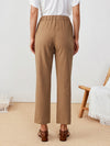 Hotouch Solid Casual Lace Up Linen Pants