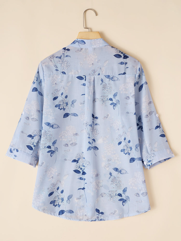 Hotouch Elegant Stand Neck Printed Shirt