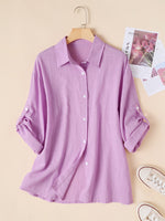 Hotouch Solid Loose Fit Linen Shirt