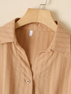 Hotouch Solid Button Front Lapel Neck Shirt