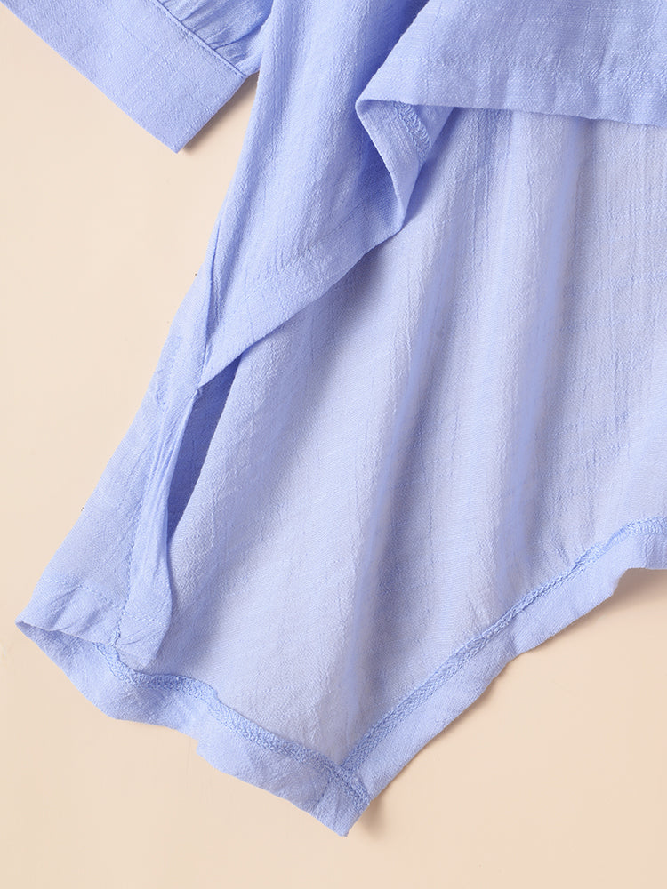 Hotouch Linen Style Half Sleeve Irregular Shirt