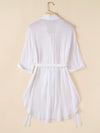 Hotouch White Lace Up Button Shirt Dress