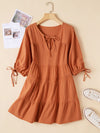 Hotouch Trendy Lace Up Linen Style Dress