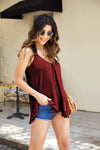 Loose Flowy Cotton Tank Tops Camis with Tassel
