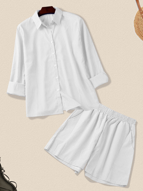 Hotouch Long Sleeve Shirt Shorts Set